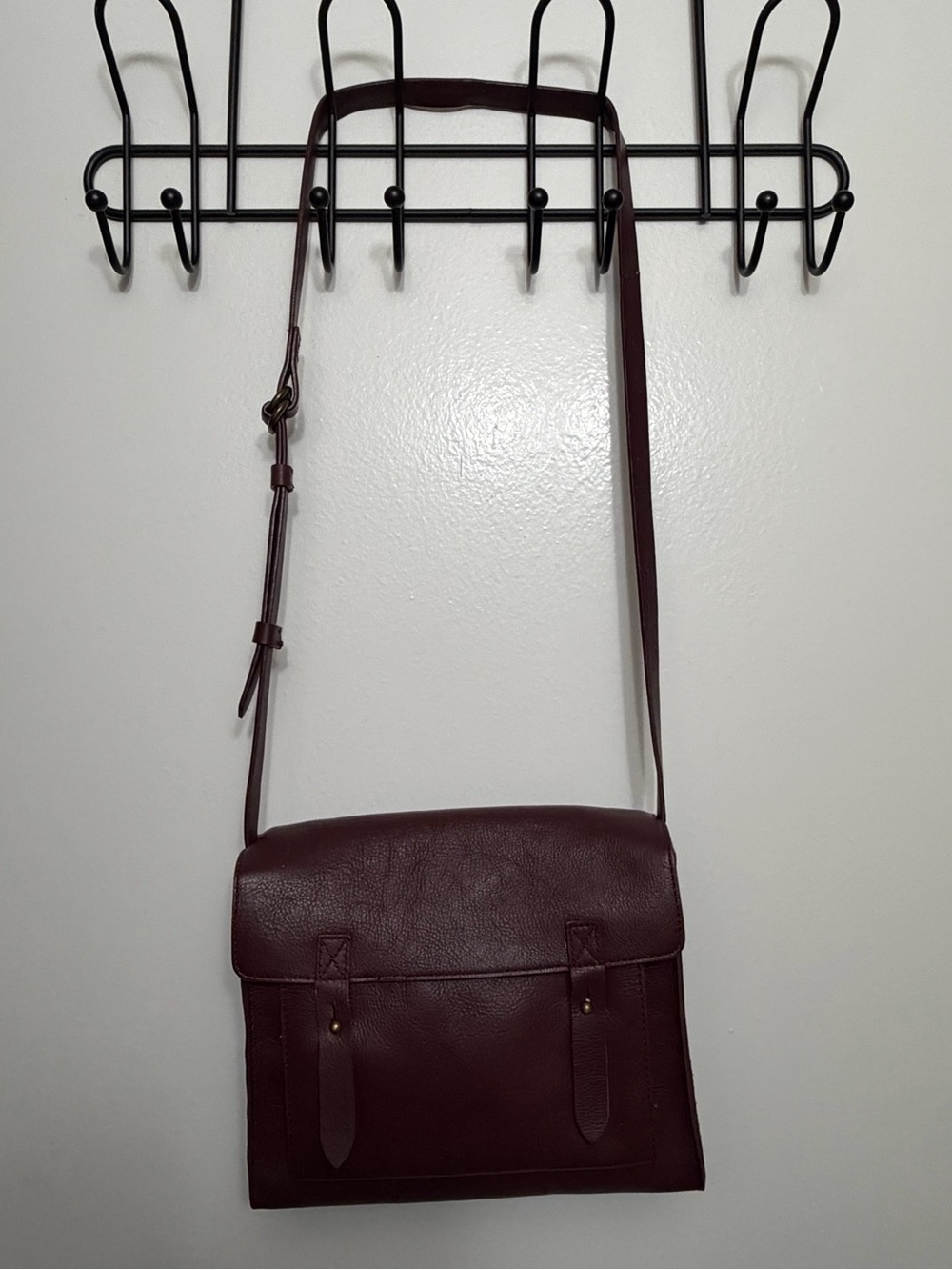 Vintage Abercrombie & Fitch burgundy leather oxford crossbody satchel bag